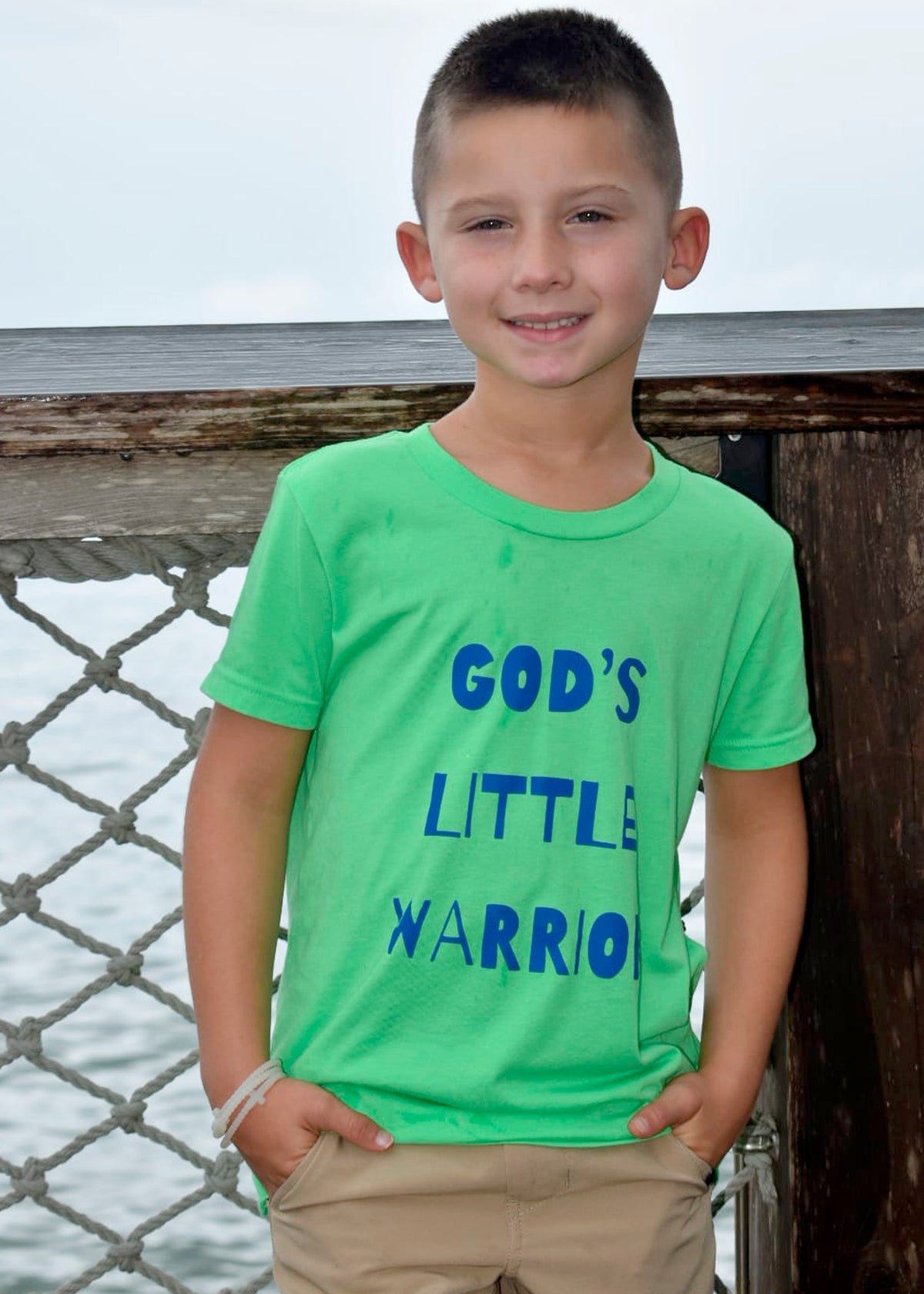 God's Little Warrior Tee Neon Green