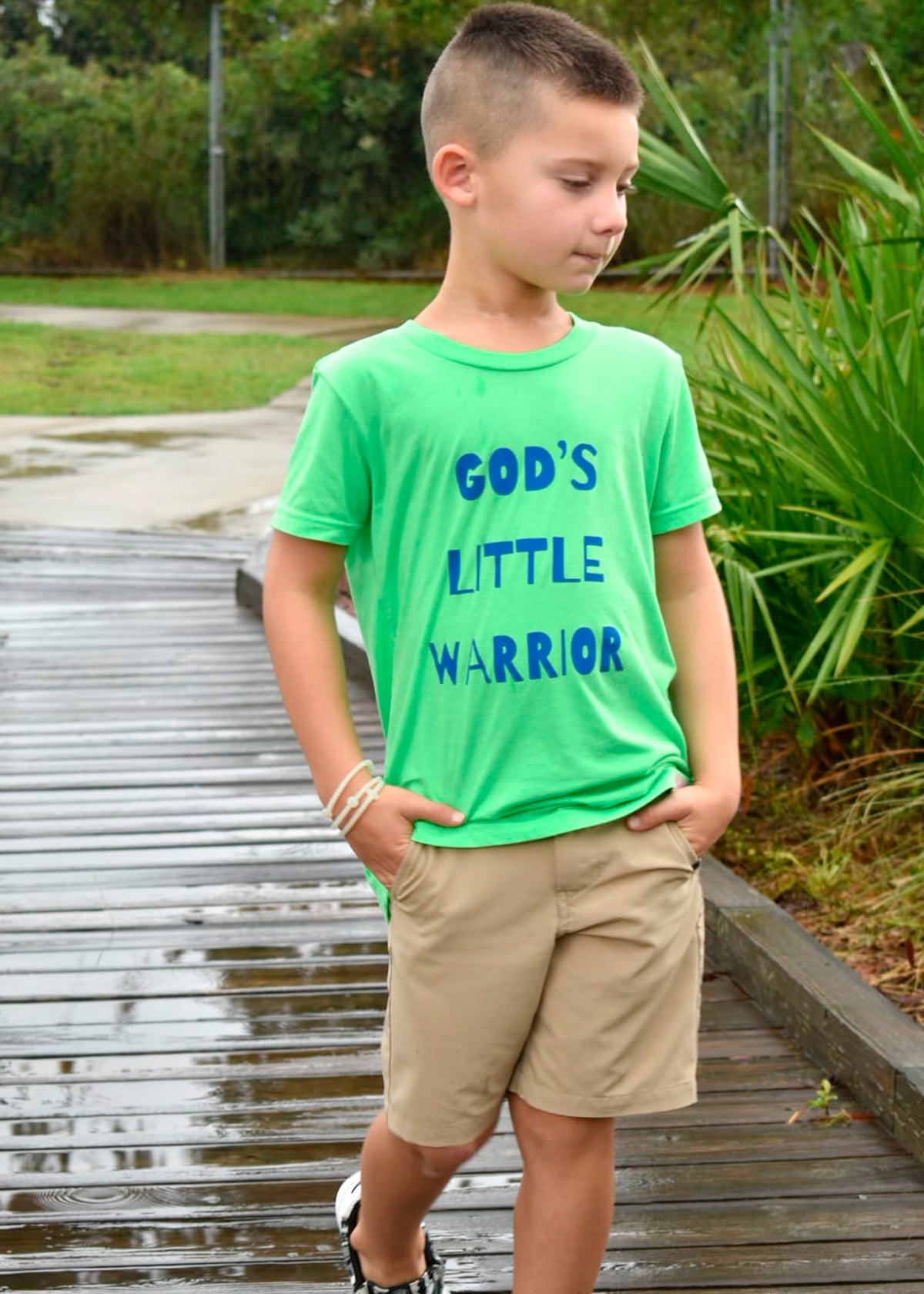 God's Little Warrior Tee Neon Green