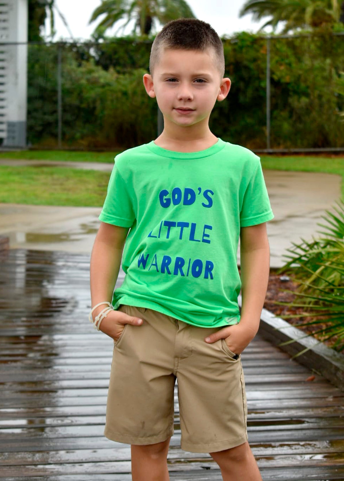 God's Little Warrior Tee Neon Green