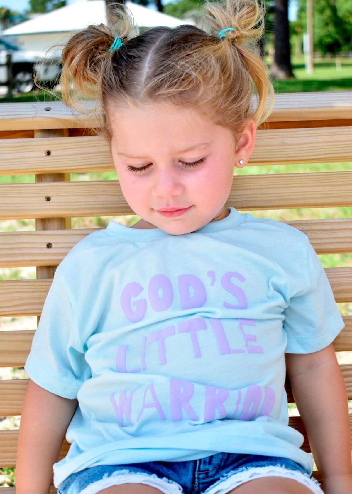 God's Little Warrior Tee Blue