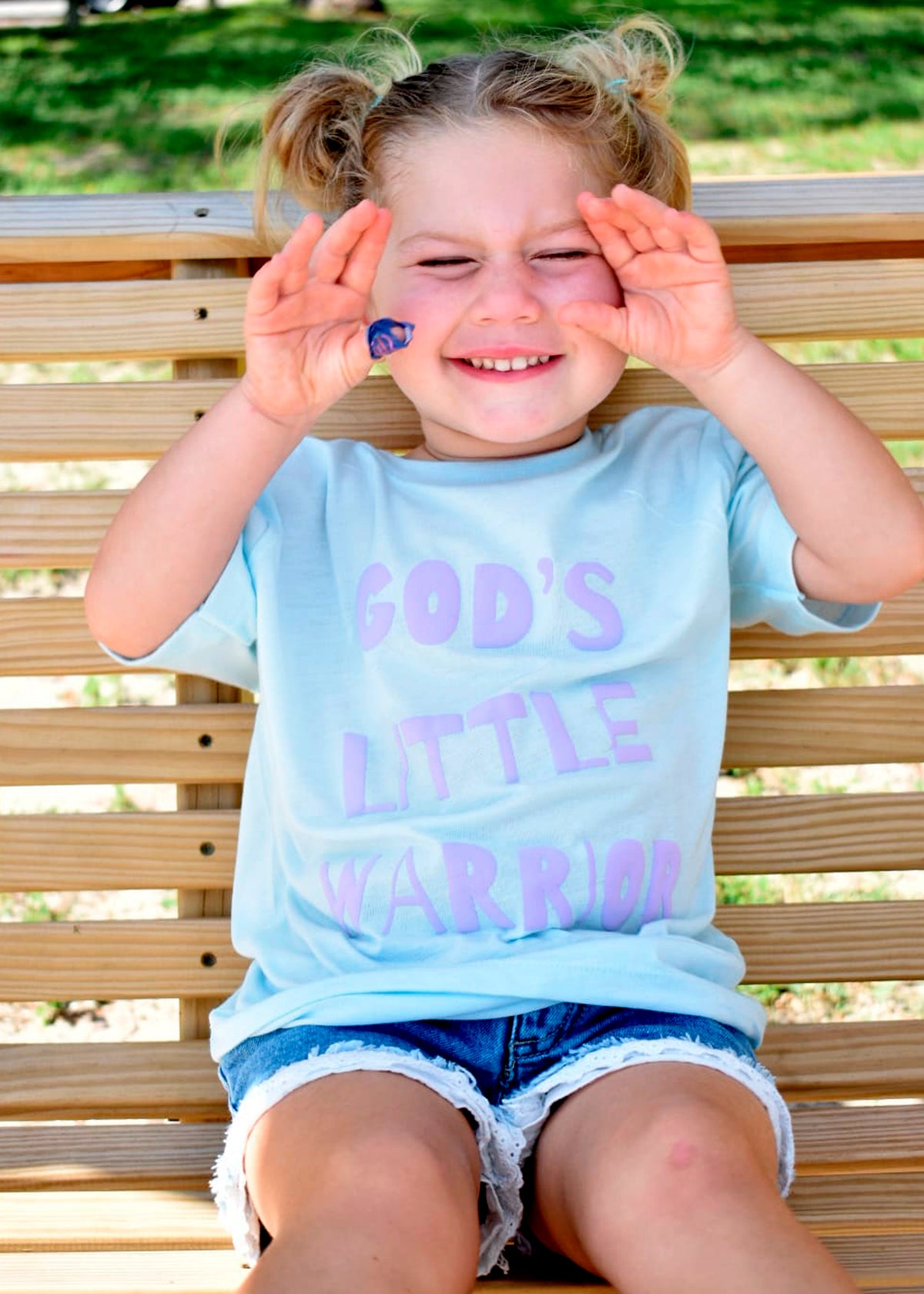 God's Little Warrior Tee Blue