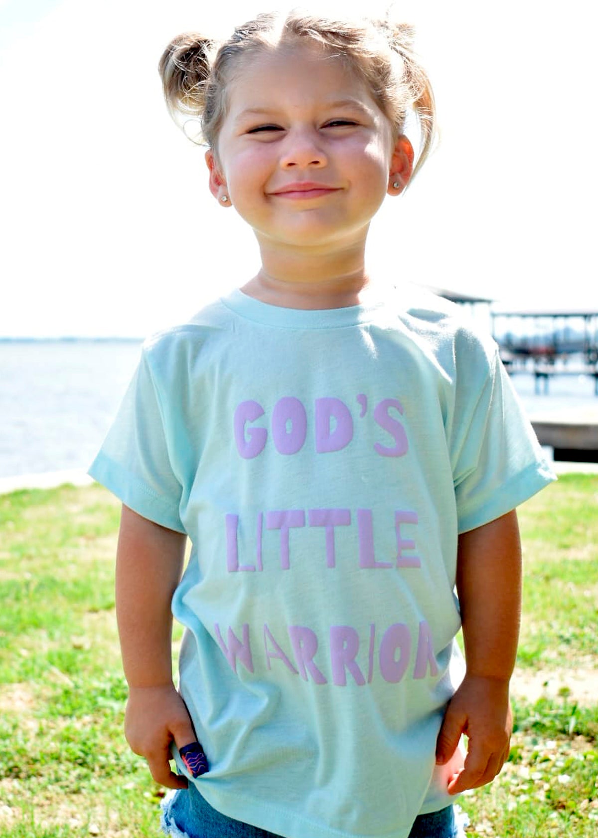 God's Little Warrior Tee Blue