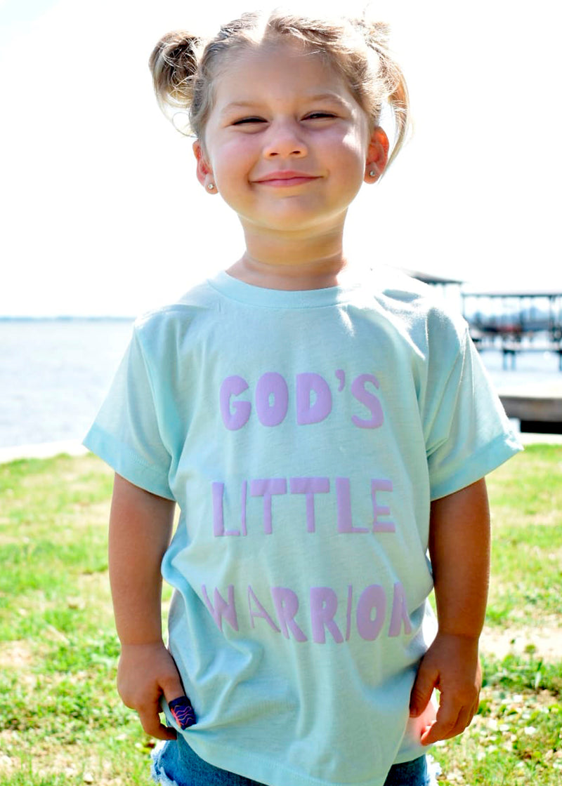 God's Little Warrior Tee Blue